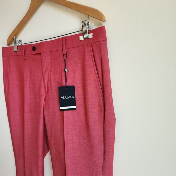 35x30 Rose Pink Pants New Jos A Bank Skinny Fit Pant Polyester Nwt Mens Magenta - Picture 13 of 17